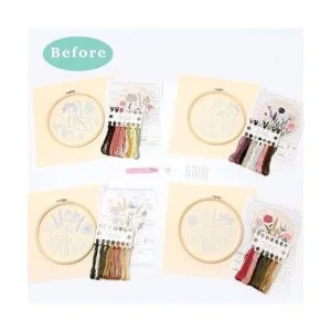 REEWISLY Kit de bordado para principiantes 4 juegos kits_2