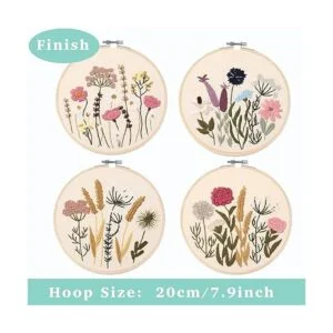 REEWISLY Kit de bordado para principiantes 4 juegos kits_3