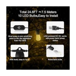 BRIMAX Cadena de luces para exteriores de 24.6 pies_2