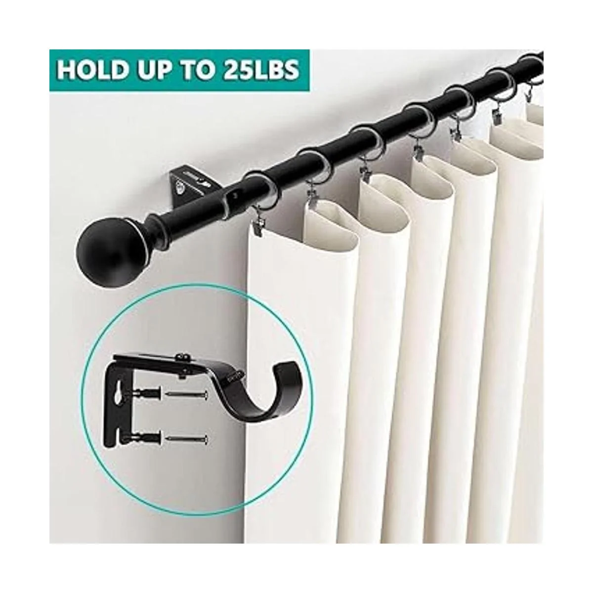 AYSUM Paquete de 10 soportes para barra de cortina_4