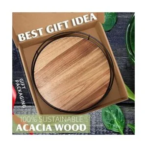 Tocadiscos de madera de acacia Lazy Susan de 12.5_2