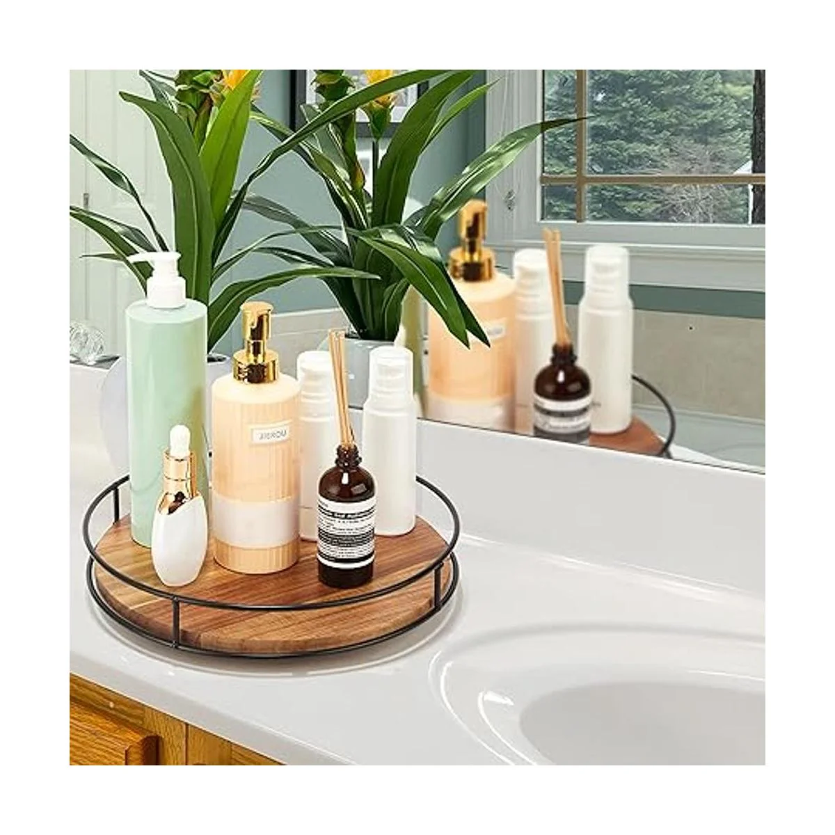 Tocadiscos de madera de acacia Lazy Susan de 12.5_7