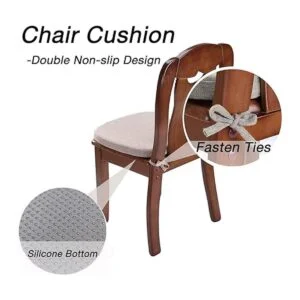 KGPLOME Cojín de silla con lazos para sillas de comedor_5