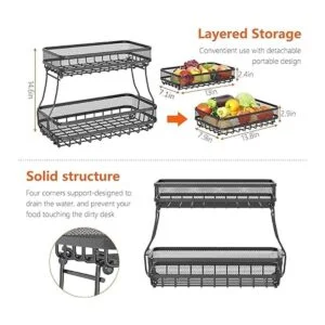 CHLORYARD Cesta de frutas de 2 niveles para cocina cesta_4