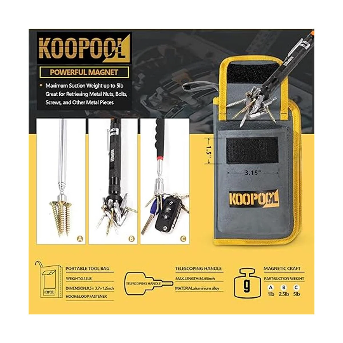 Juego de herramientas de recolección magnética linterna_7