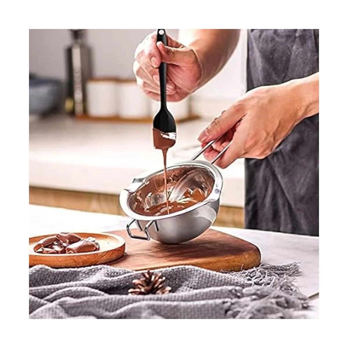 Maceta doble de 33.8 fl oz con olla de acero inoxidable de_6