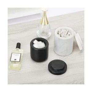 WORHE Contenedor de mármol natural de algodón con tapa_2