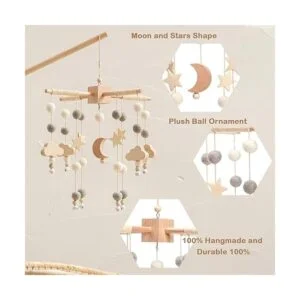 Móvil para cuna Cuna de bebé luna de estrella móvil_2