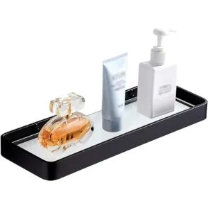 Danpoo Estante flotante negro estante de pared de baño_1