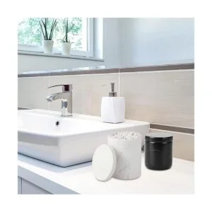 WORHE Contenedor de mármol natural de algodón con tapa_6