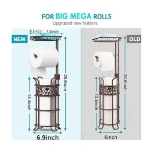 Soporte de papel higiénico mejorado para baño capacidad_2