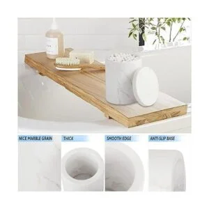 WORHE Contenedor de mármol natural de algodón con tapa_4