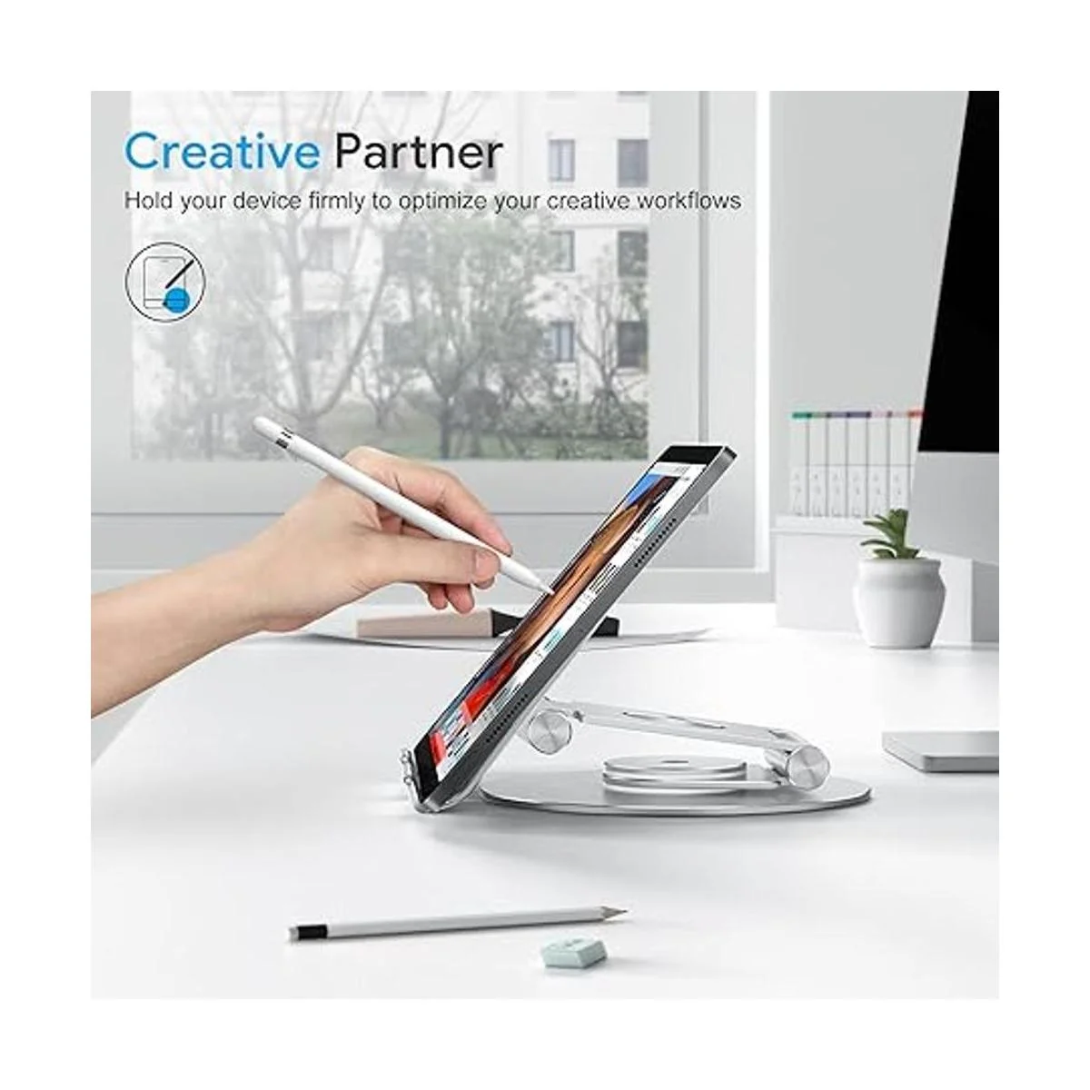 OMOTON Soporte giratorio para tablet con base giratoria_5