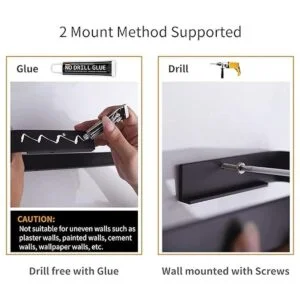 Danpoo Estante flotante negro estante de pared de baño_3