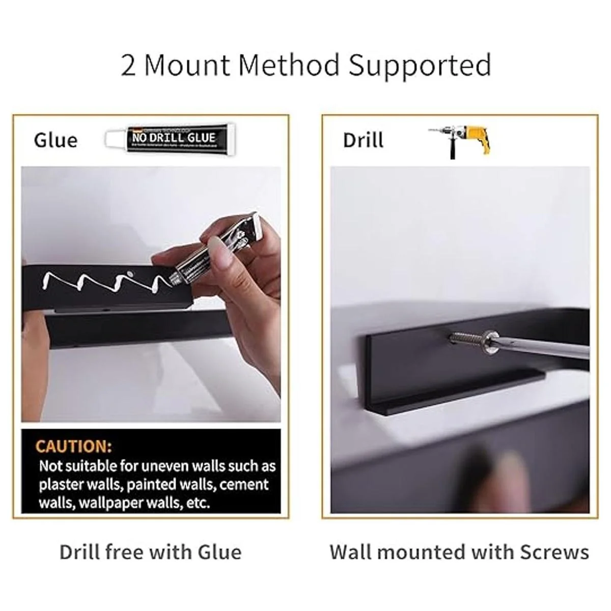 Danpoo Estante flotante negro estante de pared de baño_3