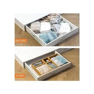 Lawei Juego de 5 cajas organizadora de cajones de bambú_7