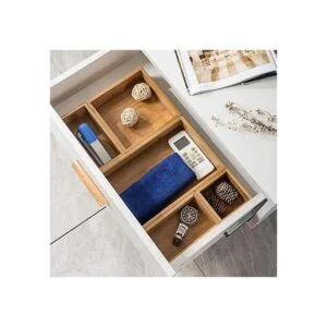 Lawei Juego de 5 cajas organizadora de cajones de bambú_4