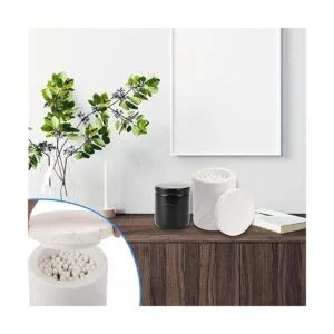 WORHE Contenedor de mármol natural de algodón con tapa_5