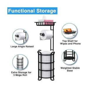 Soporte de papel higiénico con estante estante de_2