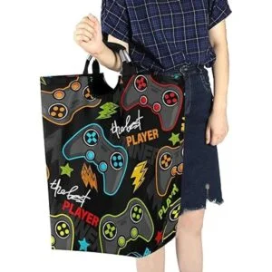 Qilmy Canasta de lavandería grande impermeable con asa_7