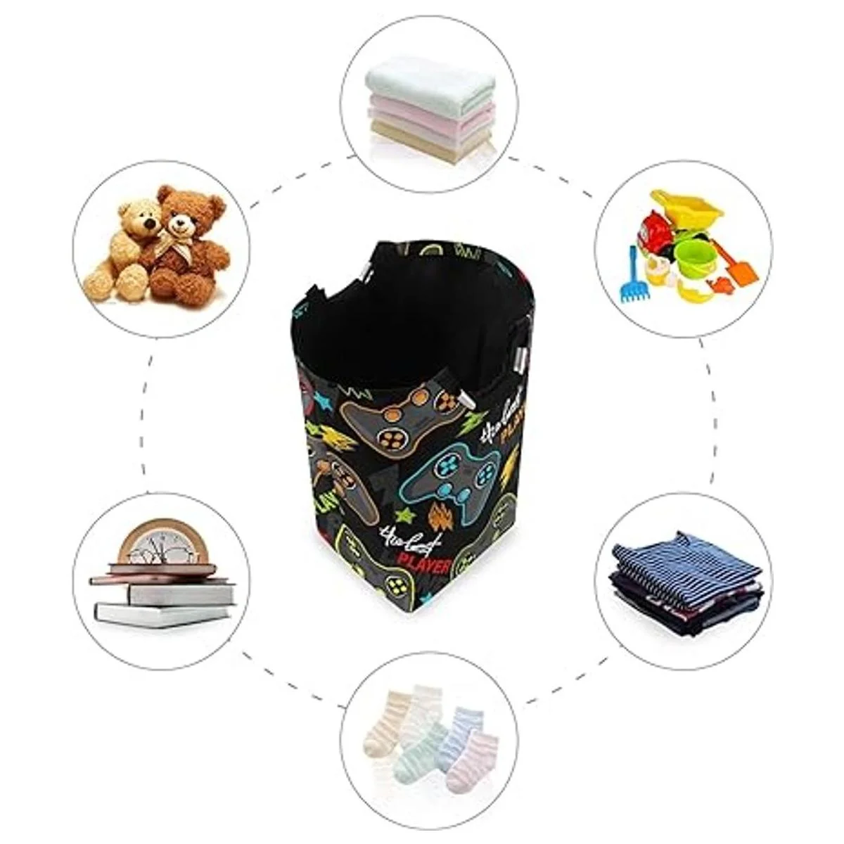 Qilmy Canasta de lavandería grande impermeable con asa_4