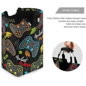 Qilmy Canasta de lavandería grande impermeable con asa_3