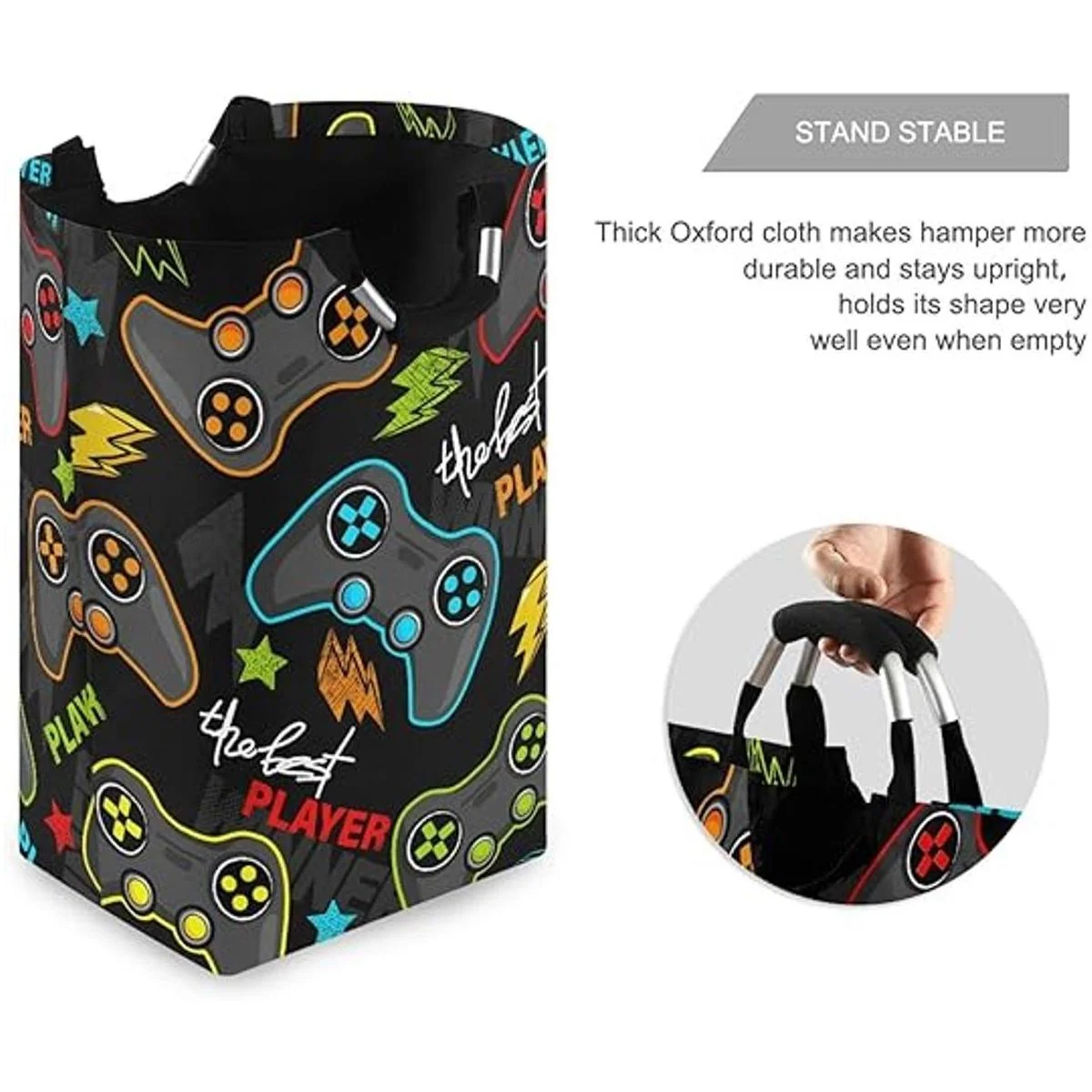 Qilmy Canasta de lavandería grande impermeable con asa_3