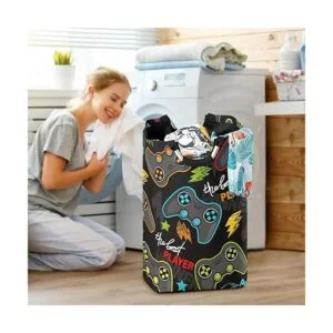 Qilmy Canasta de lavandería grande impermeable con asa_6