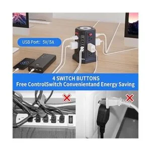 Torre protectora contra sobretensiones con 5 puertos USB y_6