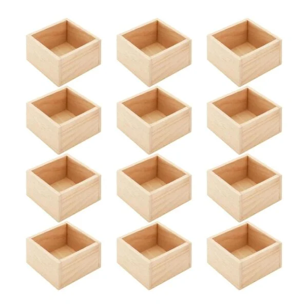 Frcctre Paquete de 12 cajas de madera pequeñas sin acabar_1