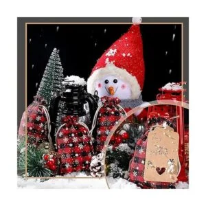 48 bolsas de Navidad con cordón bolsas de arpillera a_4