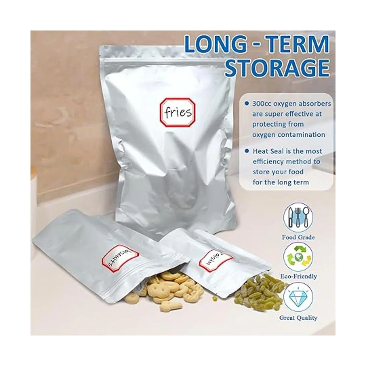 Paquete de 100 bolsas de Mylar para almacenamiento de_6