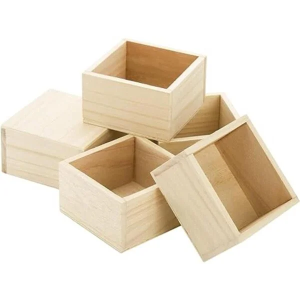 Frcctre Paquete de 12 cajas de madera pequeñas sin acabar_3