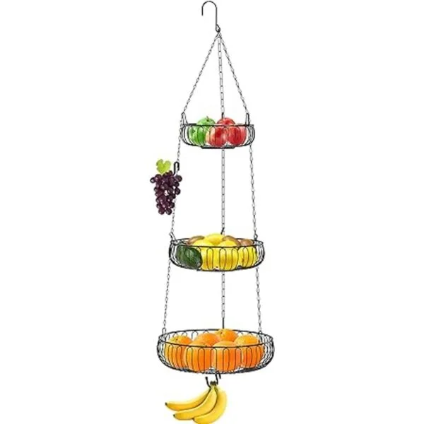 SimpleHouseware Cesta colgante para frutas color negro_6
