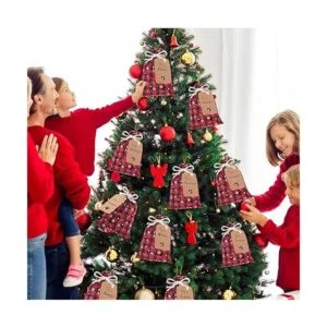 48 bolsas de Navidad con cordón bolsas de arpillera a_7