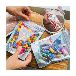100 bolsas holográficas de Mylar resellables 5 x 7_5
