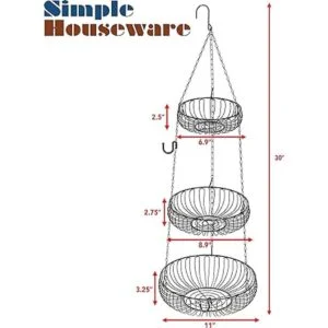 SimpleHouseware Cesta colgante para frutas color negro_2