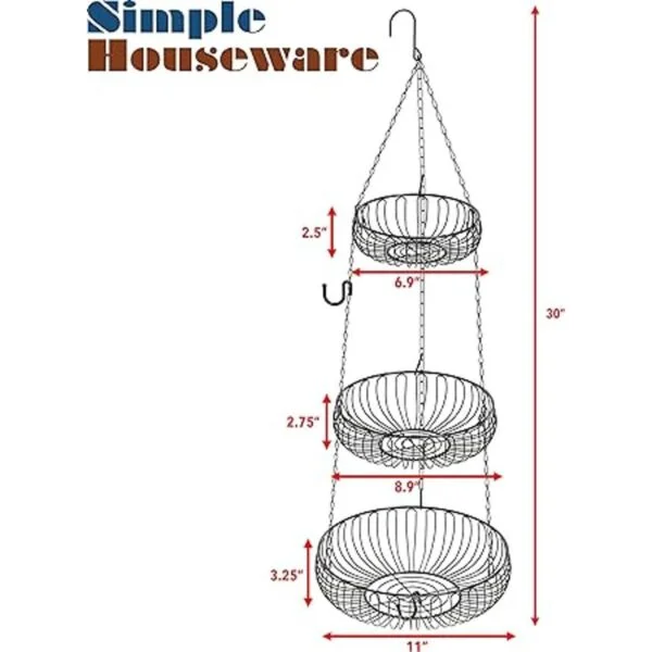 SimpleHouseware Cesta colgante para frutas color negro_2
