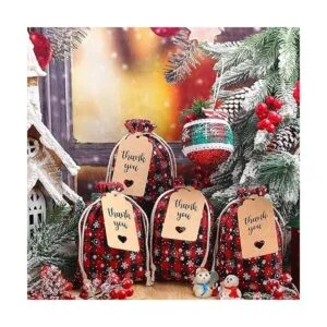 48 bolsas de Navidad con cordón bolsas de arpillera a_2