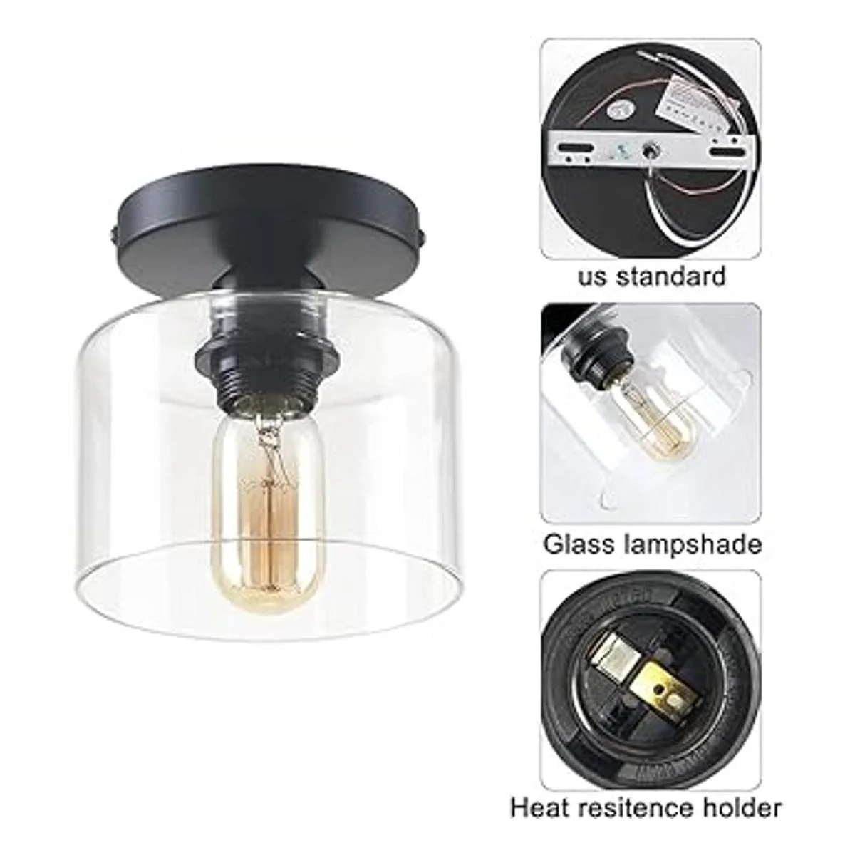 Deamakk Lámpara de techo moderna semiempotrada lámpara de_5