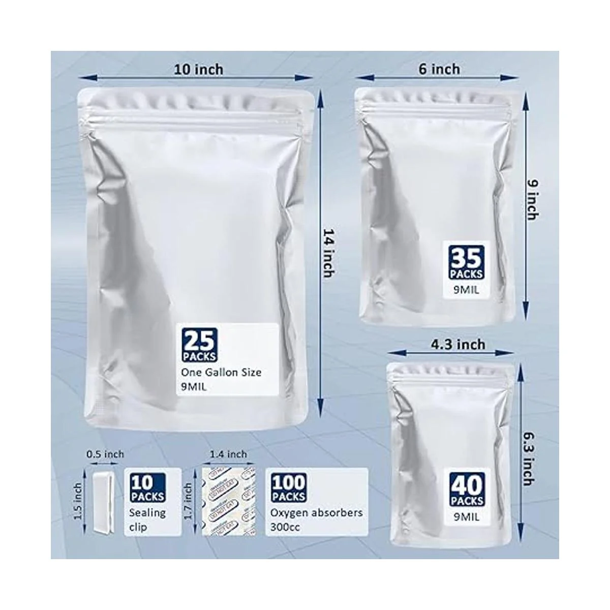 Paquete de 100 bolsas de Mylar para almacenamiento de_2