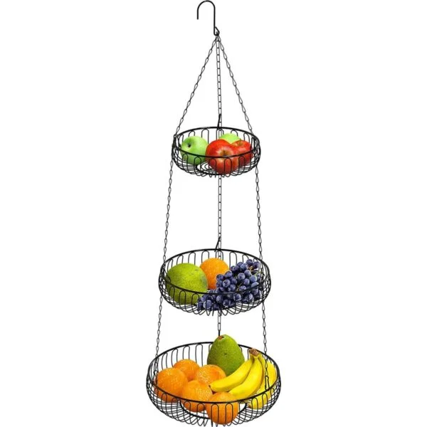 SimpleHouseware Cesta colgante para frutas color negro_5