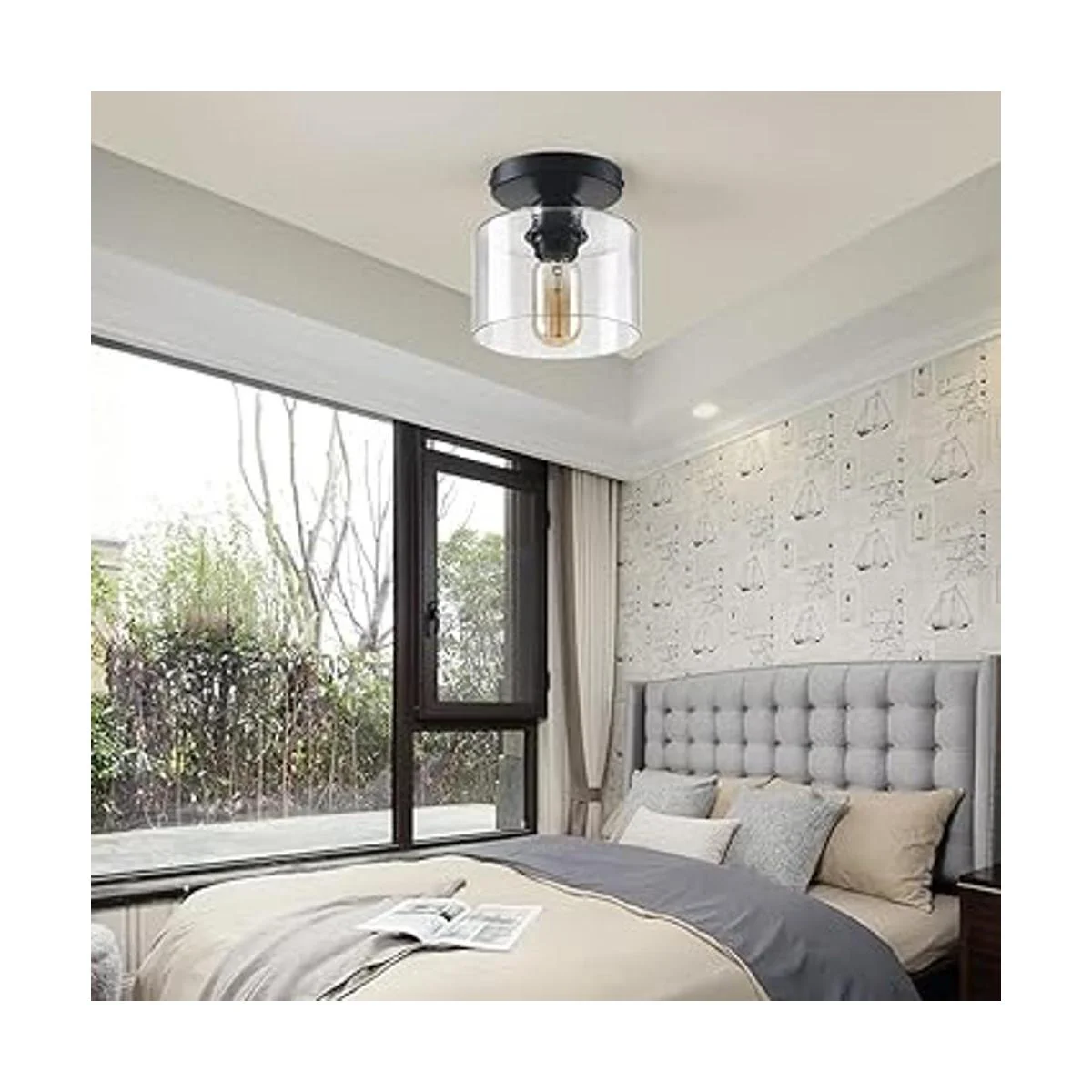 Deamakk Lámpara de techo moderna semiempotrada lámpara de_3