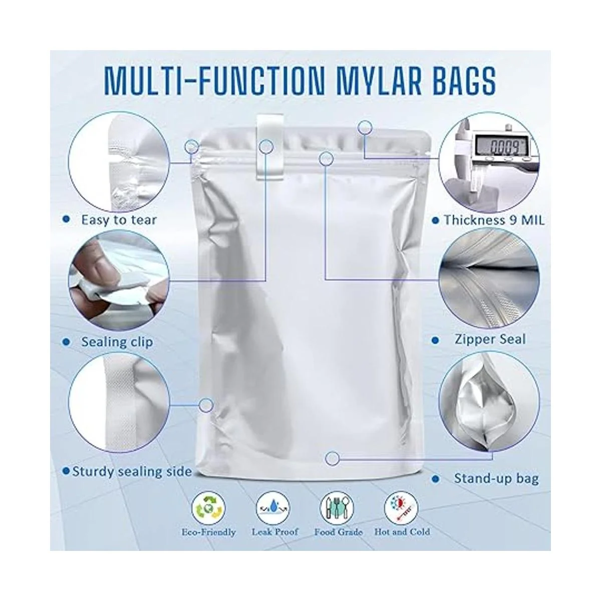 Paquete de 100 bolsas de Mylar para almacenamiento de_3