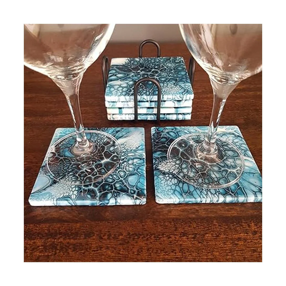 Juegos de posavasos de cerámica 12 posavasos cuadrados de_6