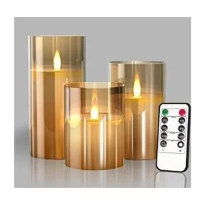 Velas LED sin llama de cristal con control remoto y_1