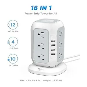 AiJoy Torre de regleta de alimentación protector de_2