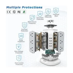 AiJoy Torre de regleta de alimentación protector de_6