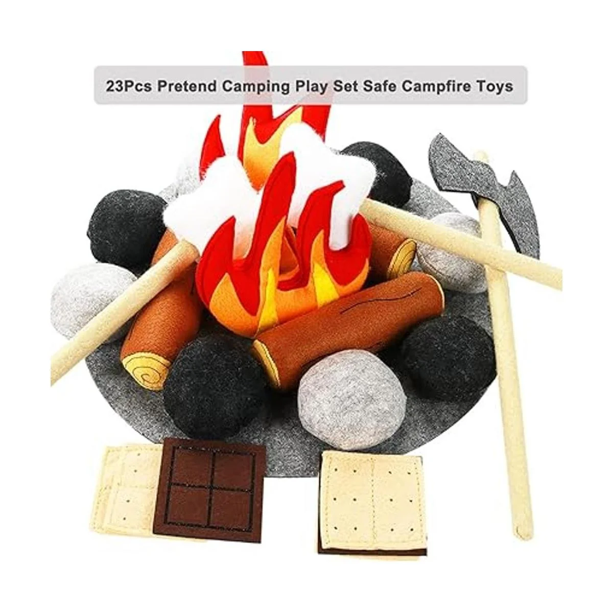 Juego de 23 juguetes de fogata juego de fieltro de felpa_2