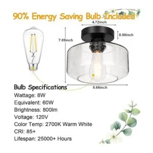 Lámpara de techo industrial semiempotrada bombilla LED de_6